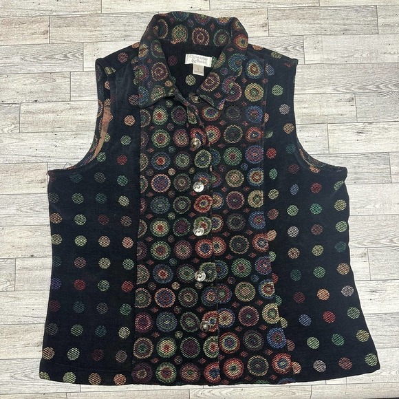 Christopher & Banks | Funky Multicolor Circles Print Vest | Large - Picture 1 of 12
